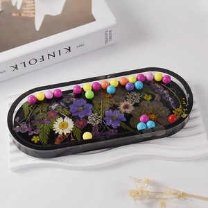Rectangle resin silicone mold for DIY flower storage tray and decorative plaster plate