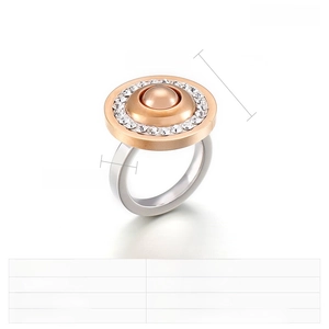 Macro view of two-tone stainless steel ring detailing 22mm zircon diameter and 3mm band