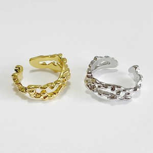 Irregular lava texture 925 sterling silver open rings in gold and silver finishes