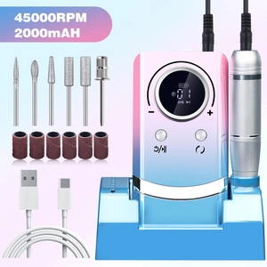 Kit ponceuse à ongles portable 45000RPM avec dégradé de couleur et accessoires