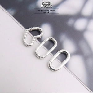 Detail of S925 sterling silver heart and oval spring clasps for DIY jewelry making