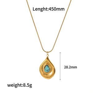 Vintage gold plated tiger eye turquoise necklace featuring detailed size measurements