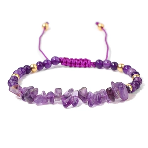 Natural Stone Chips And Alloy Beads Braided Bracelet Adjustable Handmade Bohemian Ethnic Hand Jewelry