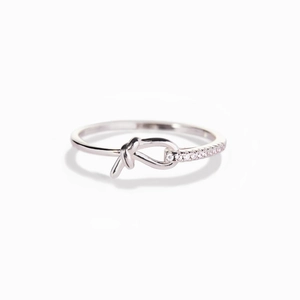 925 Sterling Silver Knot Wrap Ring For Women Simple Fashion Rhinestone Inlaid White Gold Color Band Ring Jewelry Gift