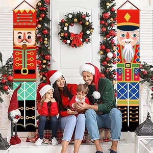 Christmas nutcracker door banner set with vibrant festive patterns for home porch decor