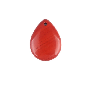 Polished red teardrop natural stone pendant with hole for DIY jewelry making