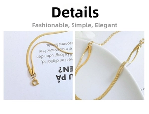 Close-up of double-layer gold snake chain bracelet with spring clasp on white background