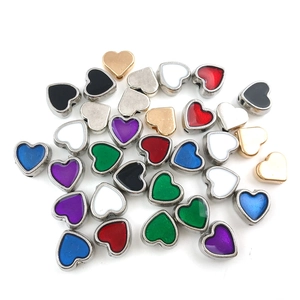 Assorted colorful 8mm heart-shaped alloy spacer beads for DIY jewelry making crafts