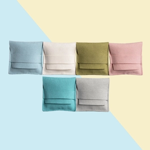 Microfiber suede jewelry pouches for necklaces and rings in six assorted elegant colors