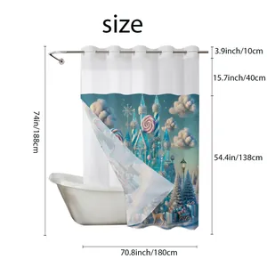 Detailed size chart for waterproof shower curtain showing 180x188cm dimensions