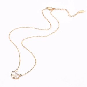Golden titanium steel necklace with crystal cloud pendant featuring a ruyi lock design