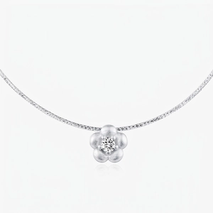 Elegant Flower Pendant Necklace 925 Sterling Silver Sandblasted Zircon Clavicle Chain For Women Fine Jewelry Minimalist