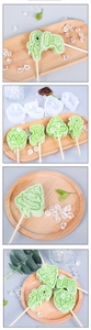 Detail of Christmas silicone popsicle mold with tree, sock, and candy cane shapes