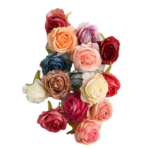 Artificial silk rose bouquets in multiple colors for wedding arch and floral wall decoration