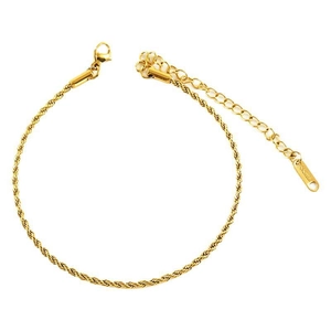 Minimalist 18k gold plated stainless steel twist chain anklet with lobster clasp