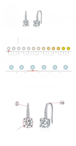 Detail view of 1.00ct D Color VVS1 moissanite sterling silver hook earrings specifications