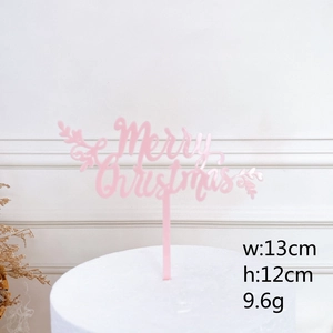 Pink Merry Christmas acrylic cake topper with dimensions of 13cm width and 12cm height