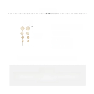 Detailed size chart for long golden tassel earrings made of copper and cubic zirconia