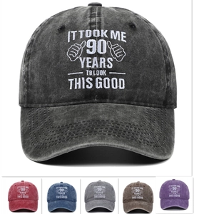 Washed Cotton Baseball Cap Birthday Embroidery Vintage Distressed Dad Hat Adjustable Outdoor Sunshade For Men Women