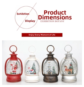 Detailed set of four Christmas water lanterns featuring Santa, Snowman, Deer and Church