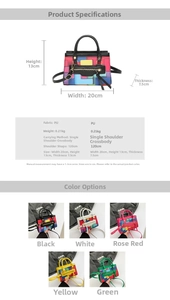 Detailed size guide and specifications for the plaid PU leather crossbody handbag