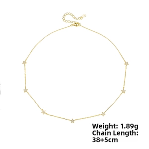 Detail showing S925 sterling silver stars necklace with 38+5cm adjustable length