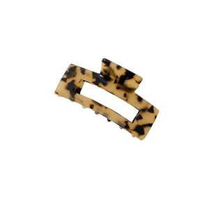 Large square leopard print hair claw clip made of smooth acetate for elegant styling