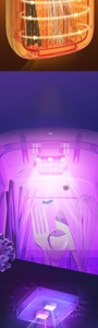 Detail showing UVC+UVA dual-band UV sterilization and hot air drying for kitchen cutlery