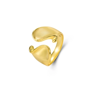 Elegant gold plated S925 sterling silver wavy open ring with minimalist geometric design