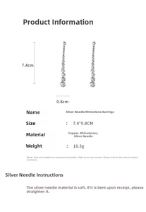 Detail specifications of tassel drop earrings with dimensions 7.4cm by 0.8cm and weight 10.3g
