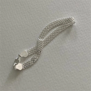 Elegant 925 sterling silver popcorn chain woven bracelet with lobster clasp