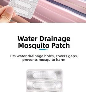 Macro view of micron mesh drain hole covers for window mosquito and bug protection