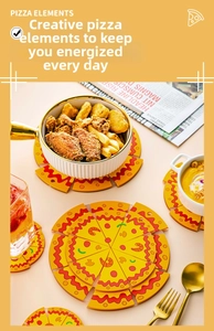 Detailed set of pizza-shaped heat resistant PVC placemats and coasters for dining table