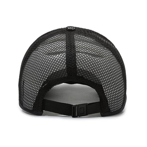 Men's summer black mesh baseball cap with long brim and adjustable plastic buckle