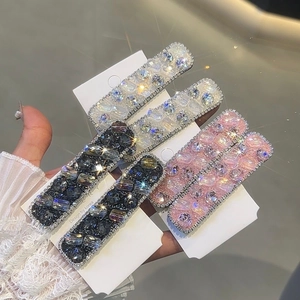 Sparkling Full Rhinestone BB Hair Clips Elegant Rectangular Crystal Side Hairpins Versatile Fashion Accessories For Women