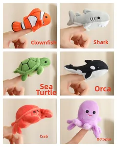 Six sea animal finger puppets including shark and turtle for parent-child storytelling