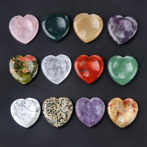 Natural Heart Shaped Worry Stone Polished Gemstone Thumb Pocket Palm Healing Crystal For Stress Relief Meditation Decor