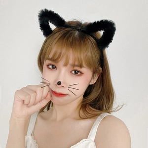 Serre-tête oreilles de chat noir en peluche, accessoire cheveux doux pour cosplay et fêtes