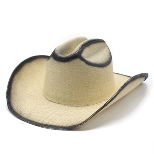 Western Cowboy Hat Breathable Paper Straw Wide Brim Sunshade Beach Ethnic Retro Style Vintage Hard Top Travel