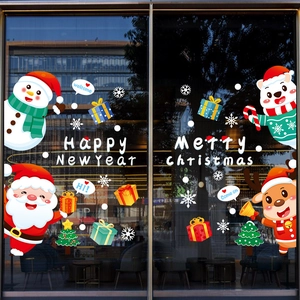 Christmas Santa Claus and snowman static window stickers for festive shop window decor