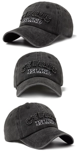 Detailed embroidery of Cyprus Island on a distressed washed cotton baseball cap
