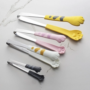 Cat Paw Food Ice Tongs 430 Stainless Steel Kitchen Clips Non-slip Heat Resistant Serving Tools Salad Bread Baking