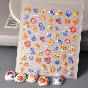 5D Embossed Nail Art Stickers Waterproof Flower Design Transparent Manicure Decoration Rhinestone DIY Decals Sweet For Women