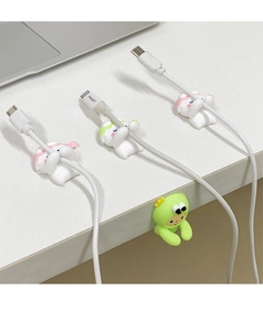 Organizadores de cables de silicona de dibujos animados fijados al borde de la mesa