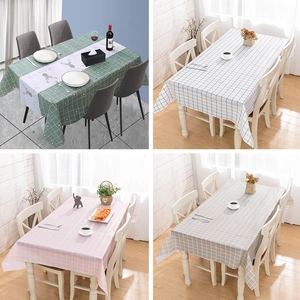 Checkered Tablecloth PEVA Waterproof Oil-Proof Minimalist Nordic Rectangular Wash-Free Dining Table Cover Protector