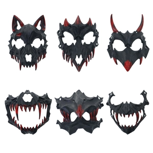 Halloween scary half-face bleeding mask set for horror cosplay parties and anime events