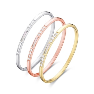 Vintage Stainless Steel Bangle For Women With Mother Of Artificial Pearl Shell And Cubic Zirconia Inlaid Trendy Hinged Jewelry