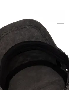 Detail view of cotton military cap lining with soft sweatband and metallic eyelets