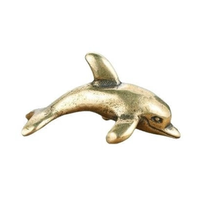 Vintage style brass dolphin figurine with distressed antique finish for home decor