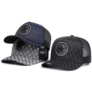 Star Embroidery Mesh Baseball Cap Jacquard Diamond Pattern Breathable Trucker Hat Unisex Outdoor Sun Protection Adjustable